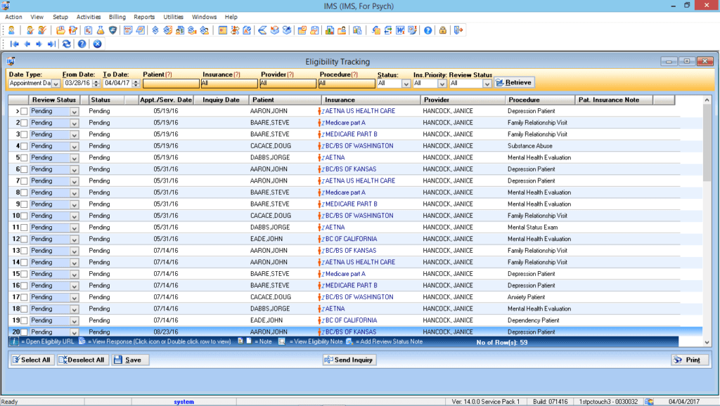 Psychiatry Eligibility Tracking