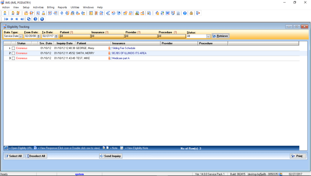 Podiatry Eligibility Tracking