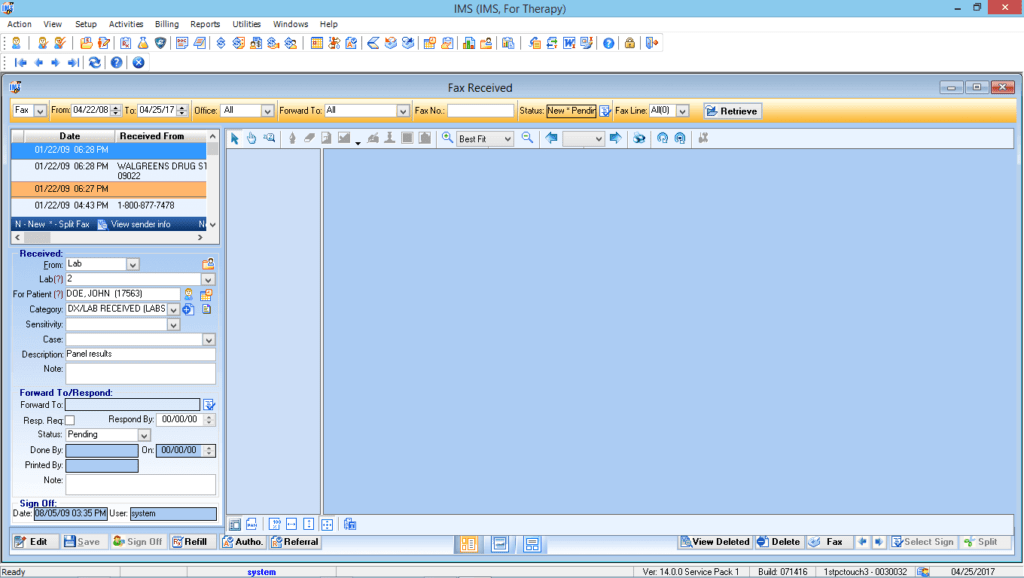 Multiple Discipline Therapy Fax Integration