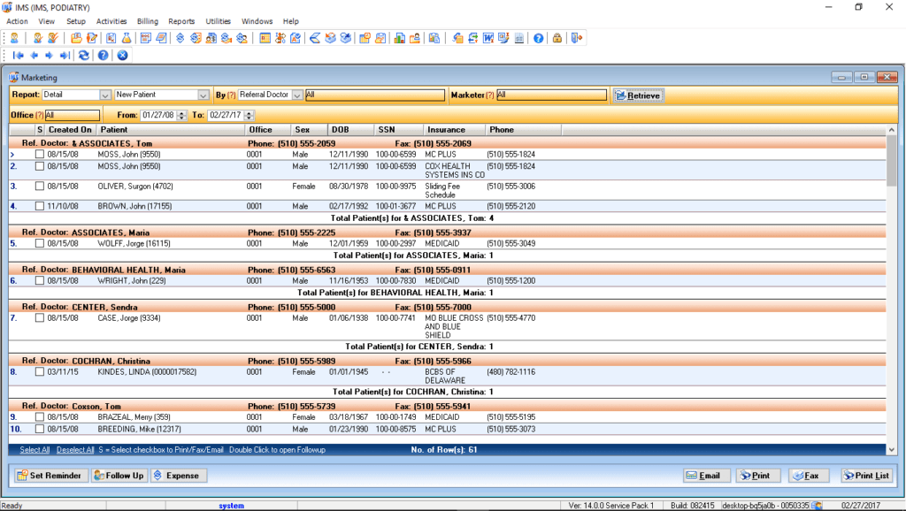 Podiatry Health Maintenance Tracking