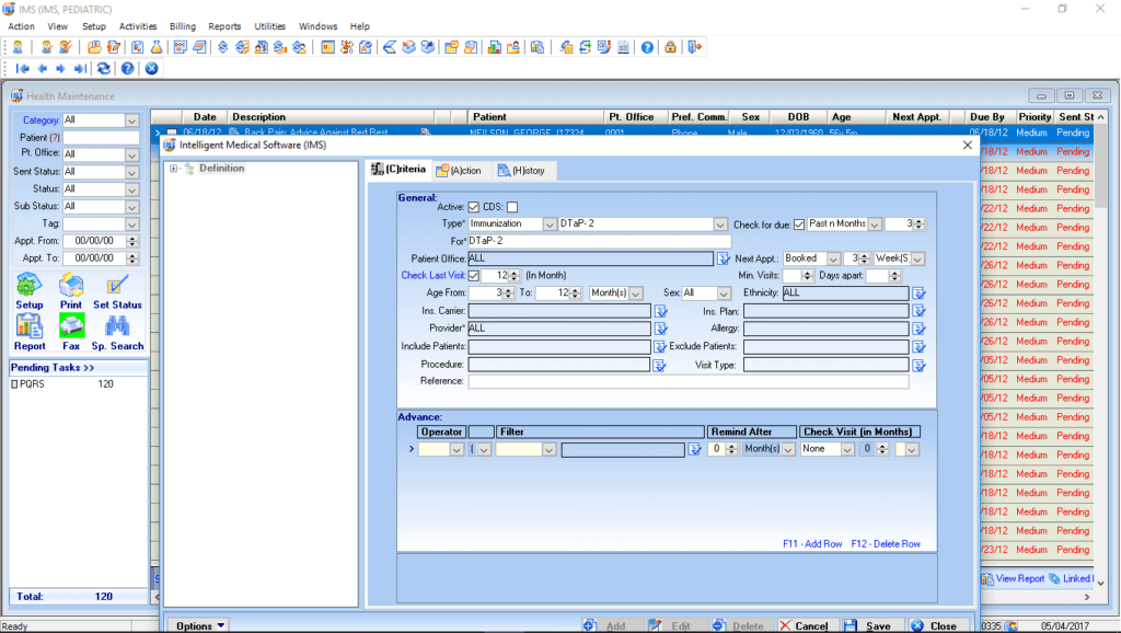 Pediatric Health Maintenance Tracking