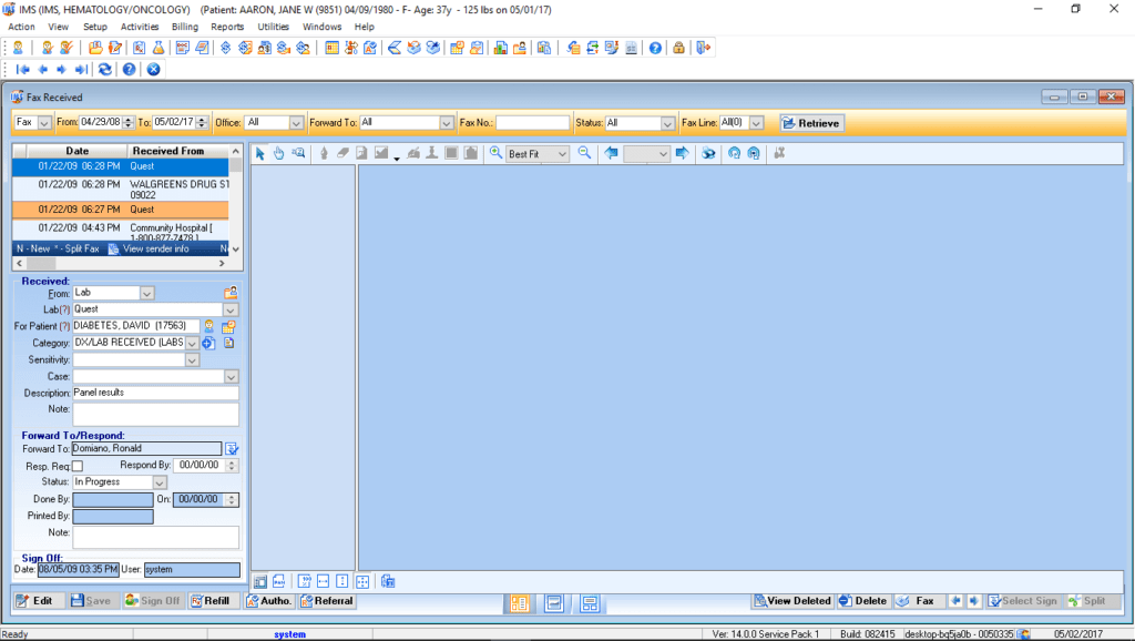 Hematology/Oncology Fax Integration