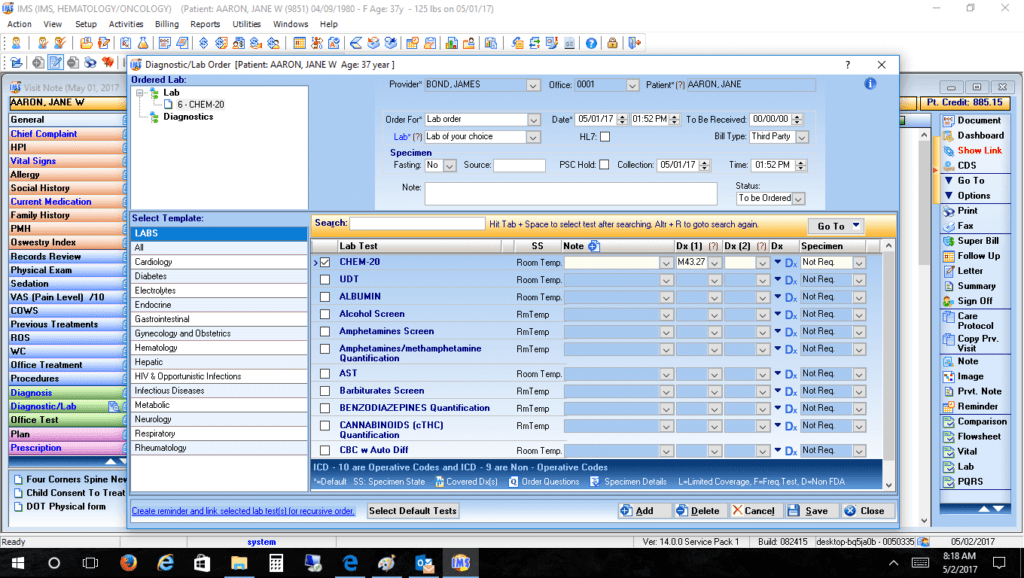 Hematology/Oncology Labs & Diagnostic