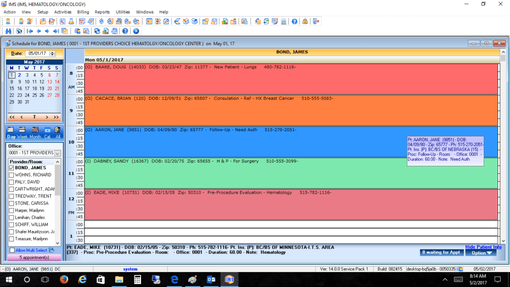 Hematology/Oncology Patient Appointment Scheduling