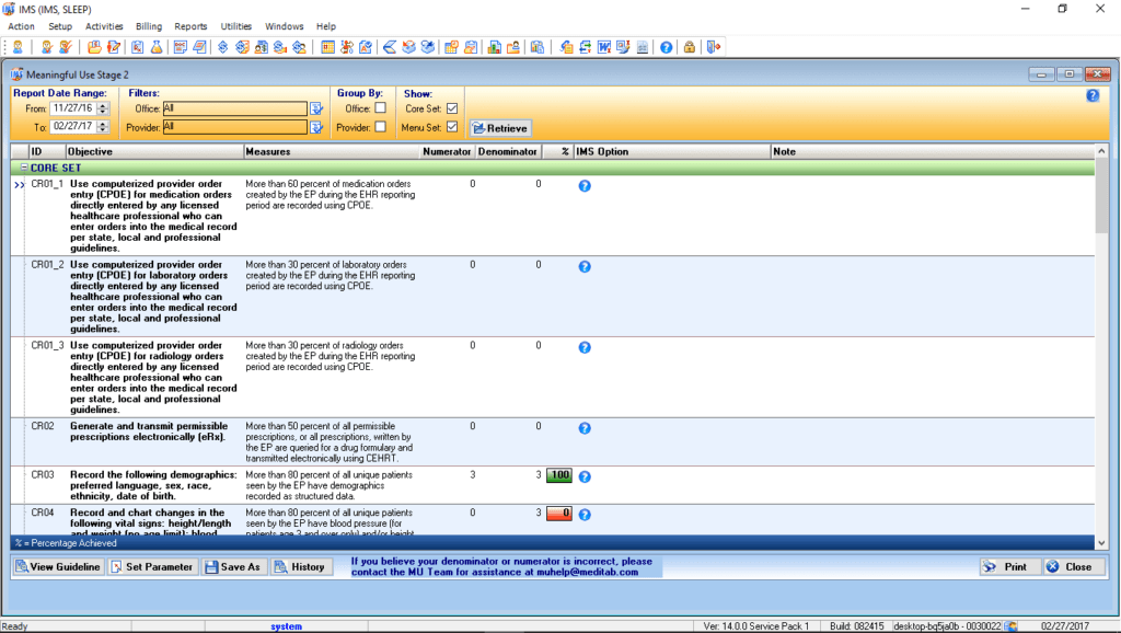 Sleep Medicine Meaningful Use Dashboard