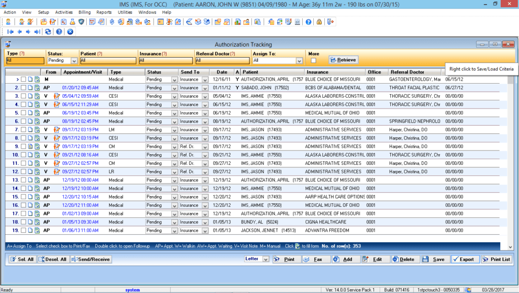 Occupational Medicine Authorization Tracking