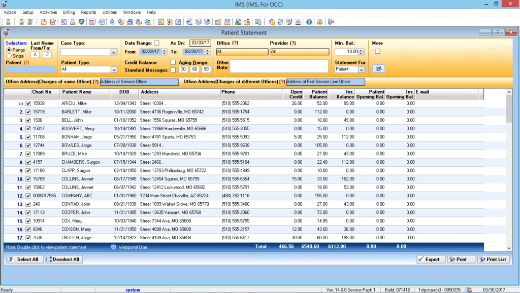 Occupational Medicine Electronic Patient Statements