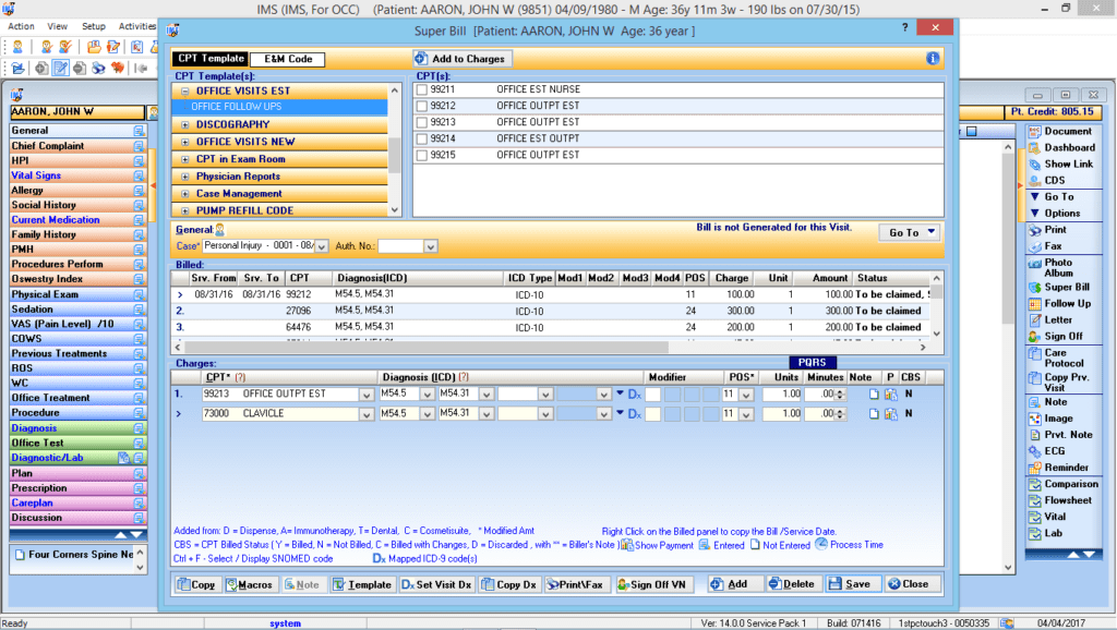 Occupational Medicine Electronic Super Bill