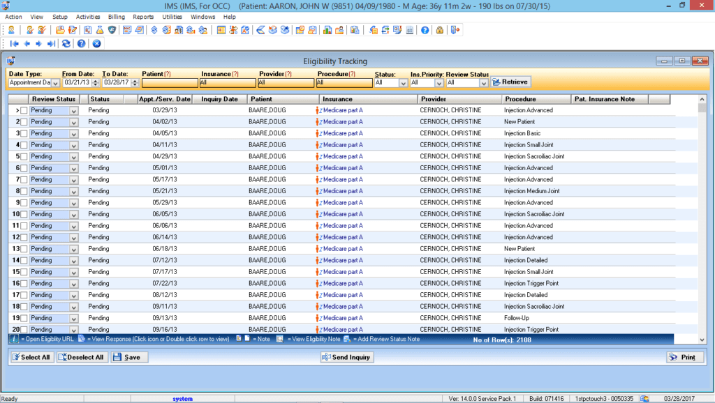 Occupational Medicine Eligibility Tracking