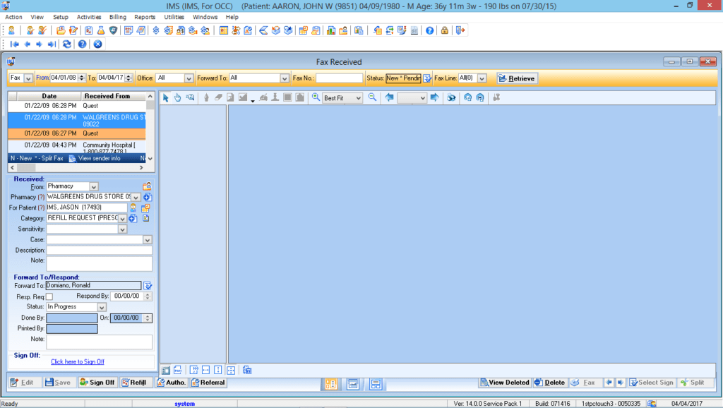 Occupational Medicine Fax Integration