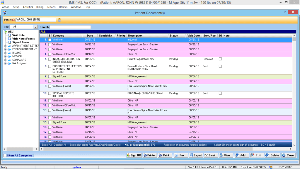 Occupational Medicine Patient Documents