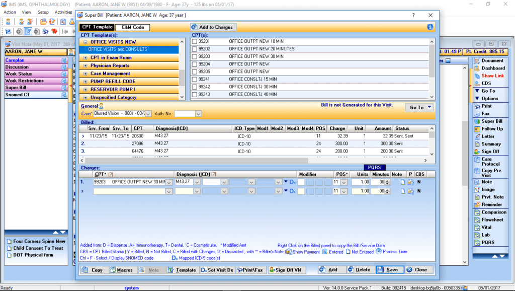 Ophthalmology Electronic Super Bill