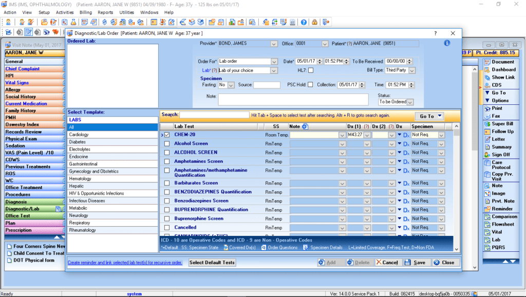 Ophthalmology Labs & Diagnostic