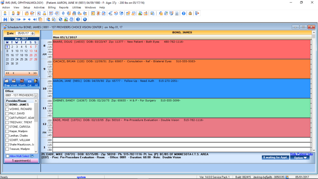 Ophthalmology Patient Appointment Scheduling