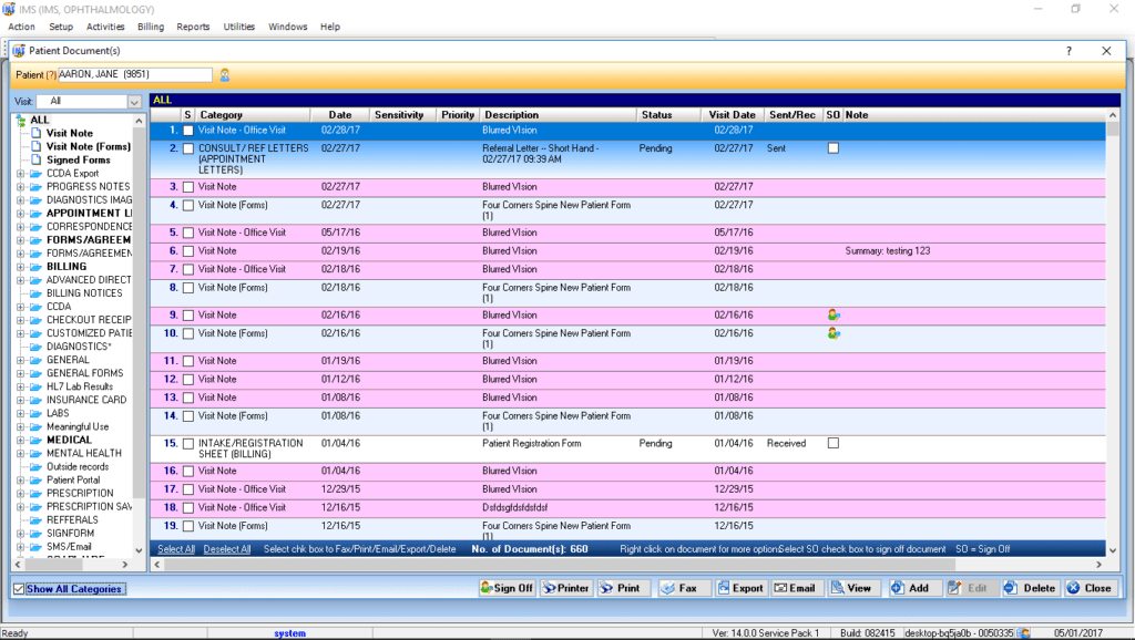 Ophthalmology Patient Documents