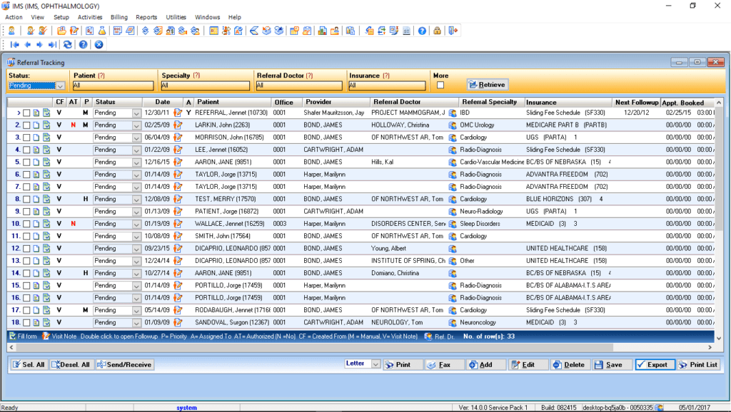 Ophthalmology Referral Tracking