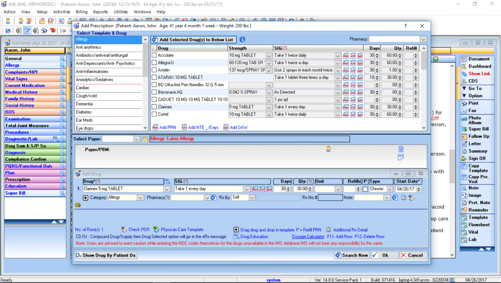 Orthopedic E-Rx