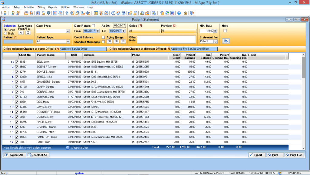 Otorhinolaryngology Electronic Patient Statements