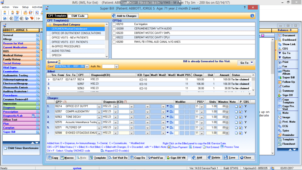 Otorhinolaryngology Electronic Super Bill