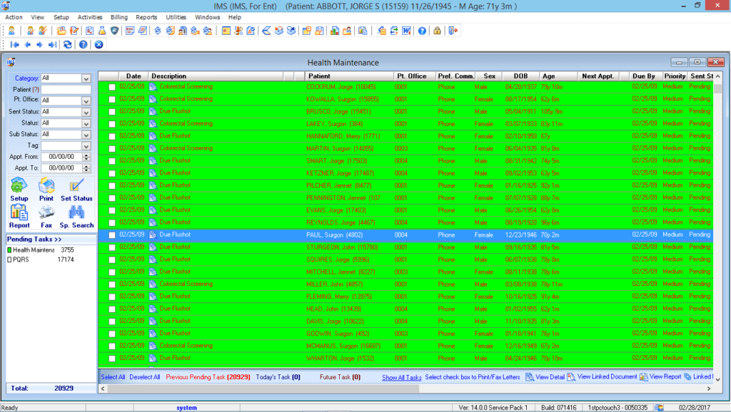 Otorhinolaryngology Health Maintenance Tracking