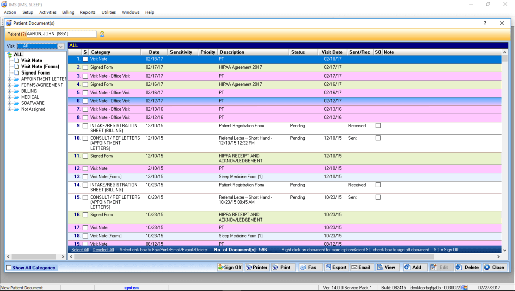 Sleep Medicine Patient Documents