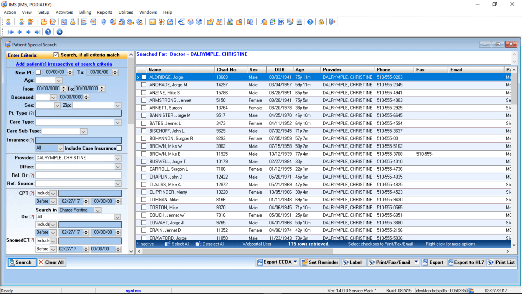 Podiatry Patient Special Search