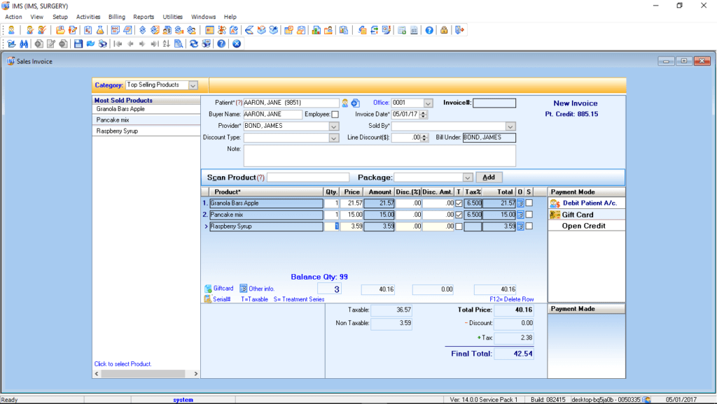 Multiple Discipline Therapy Point of Sales Module