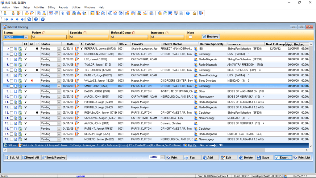 Sleep Medicine Referral Tracking