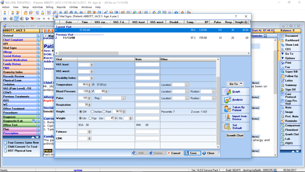 Pediatric Vitals Interface