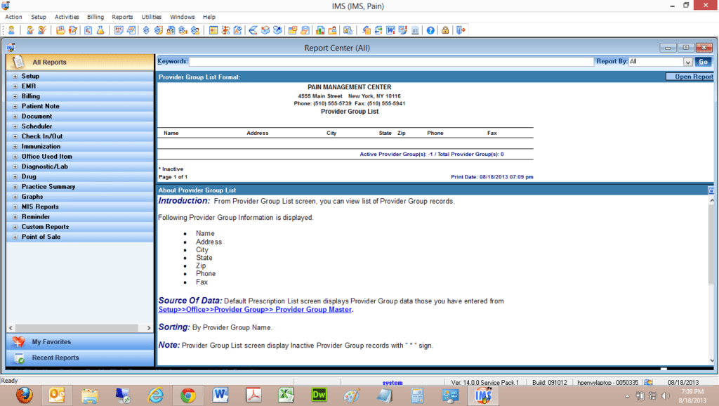 Acute Care Reports Center