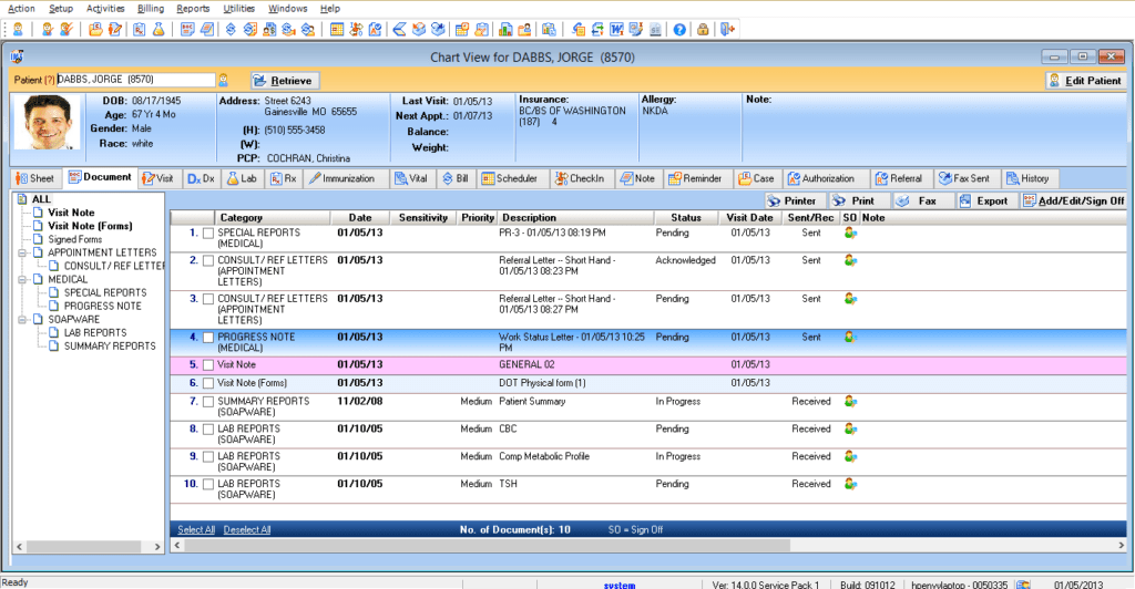 Multi-Specialty Electronic Health Record