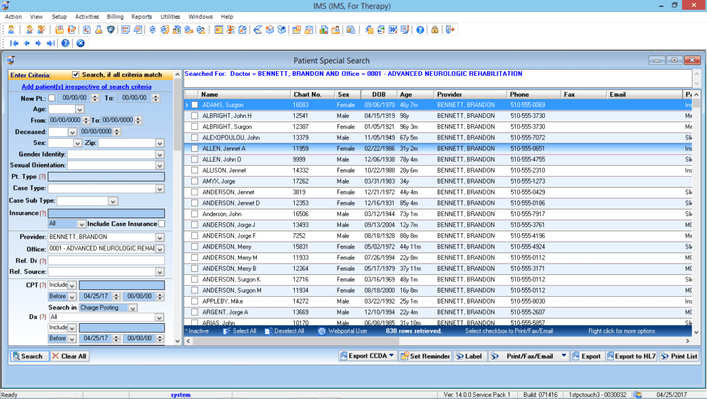 Physical Therapy Patient Special Search
