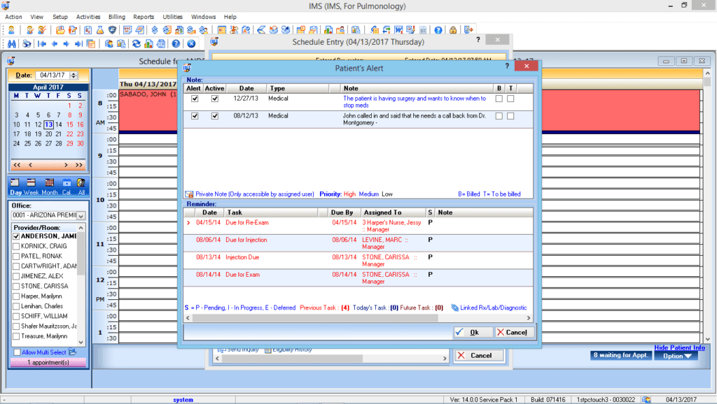 Pulmonology  Alerts and Reminders