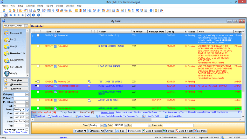 Pulmonology Doctor Task List