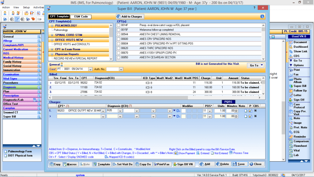 Pulmonology Electronic Super Bill