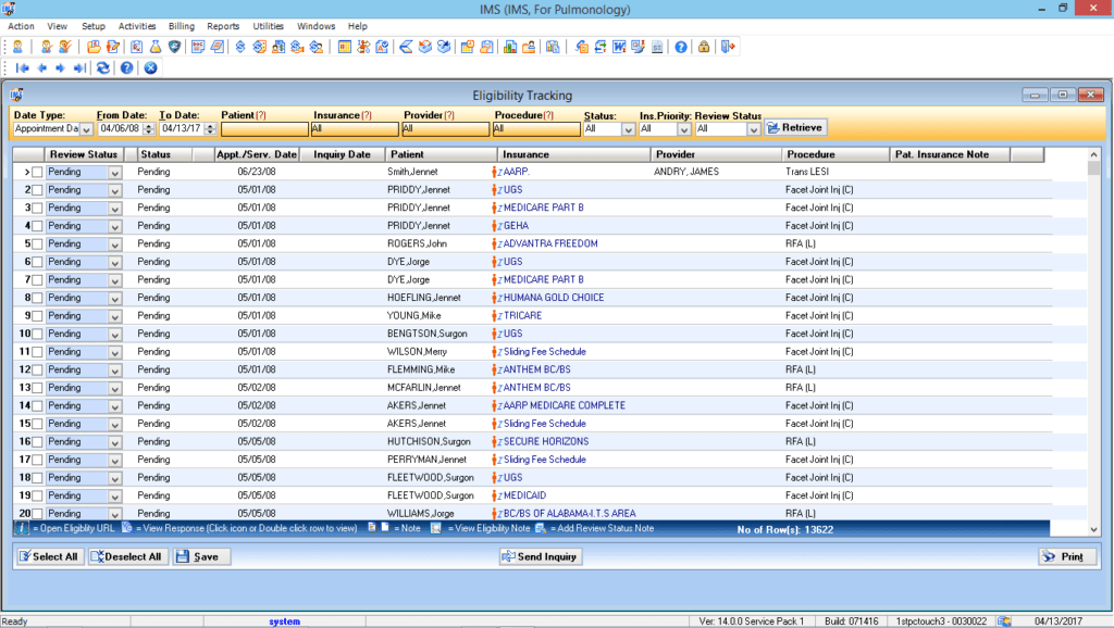 Pulmonology Eligibility Tracking