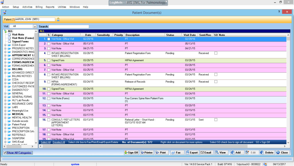 Pulmonology Patient Documents