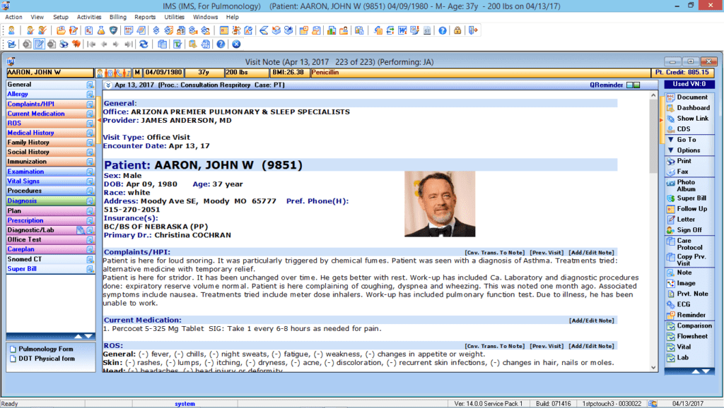 Pulmonology EMR & Patient Visit Notes