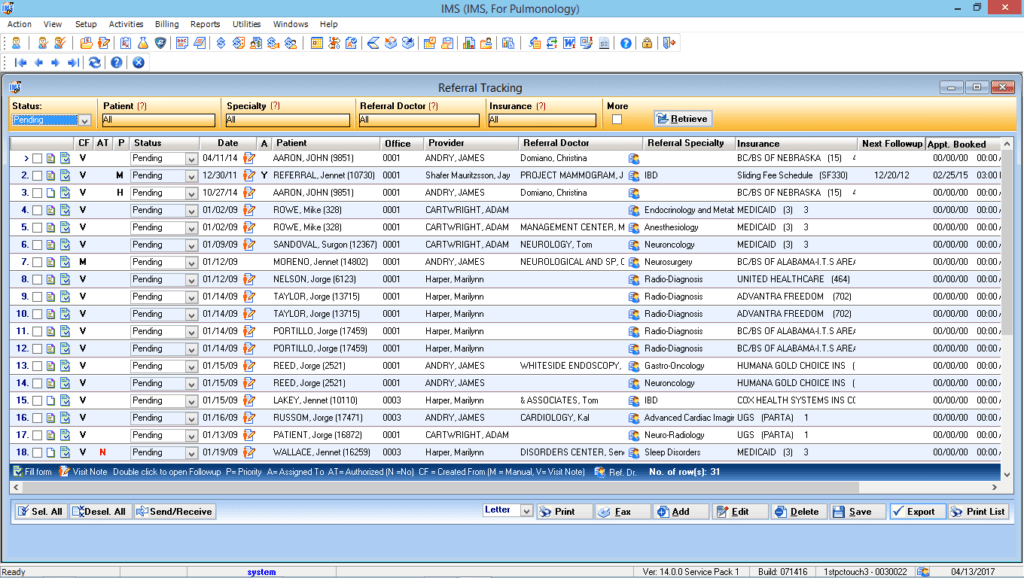 Pulmonology Referral Tracking