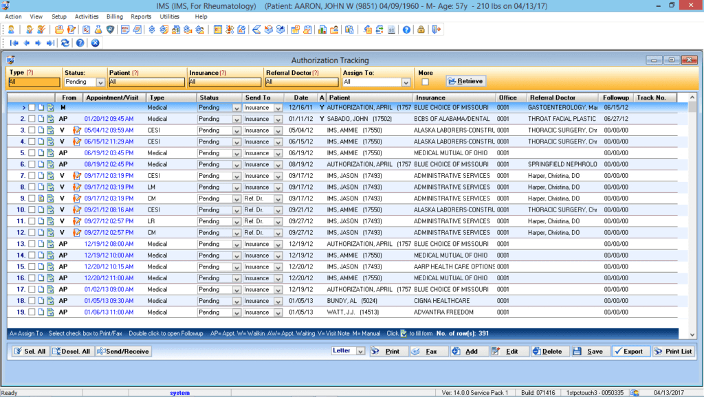 Rheumatology Authorization Tracking