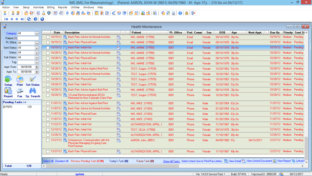 Rheumatology Health Maintenance Tracking