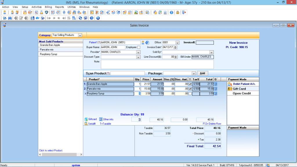 Rheumatology Point of Sales Module