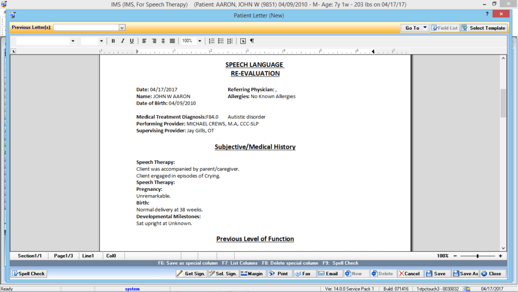 Speech Therapy Letters/Forms Automation