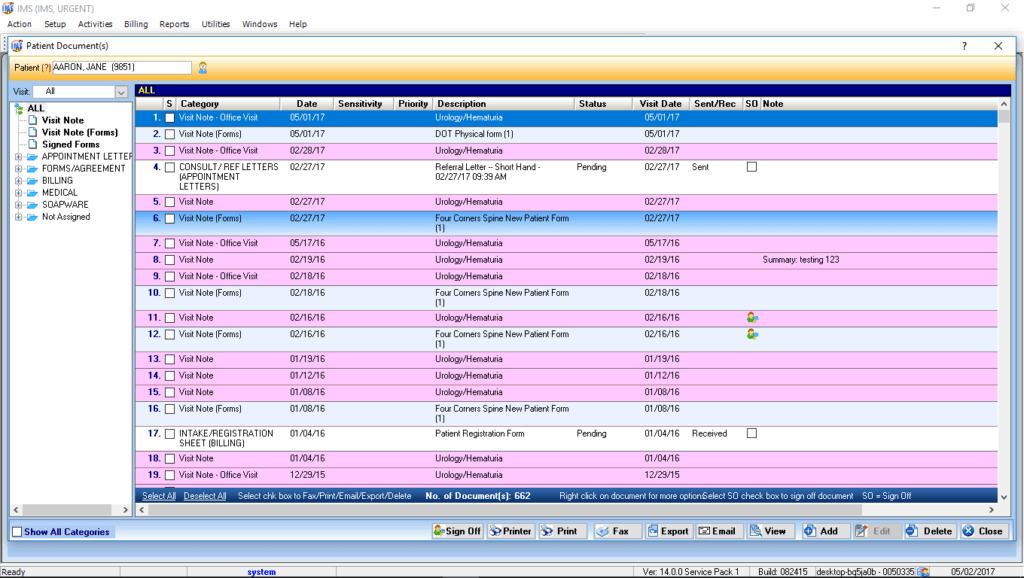 Urgent Care Patient Documents