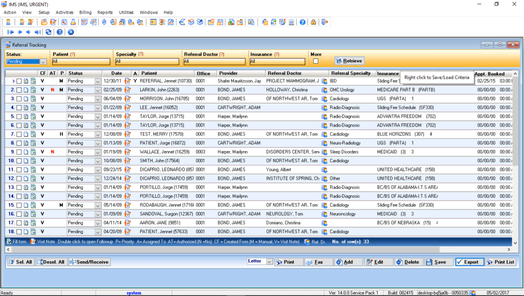 Urgent Care Referral Tracking