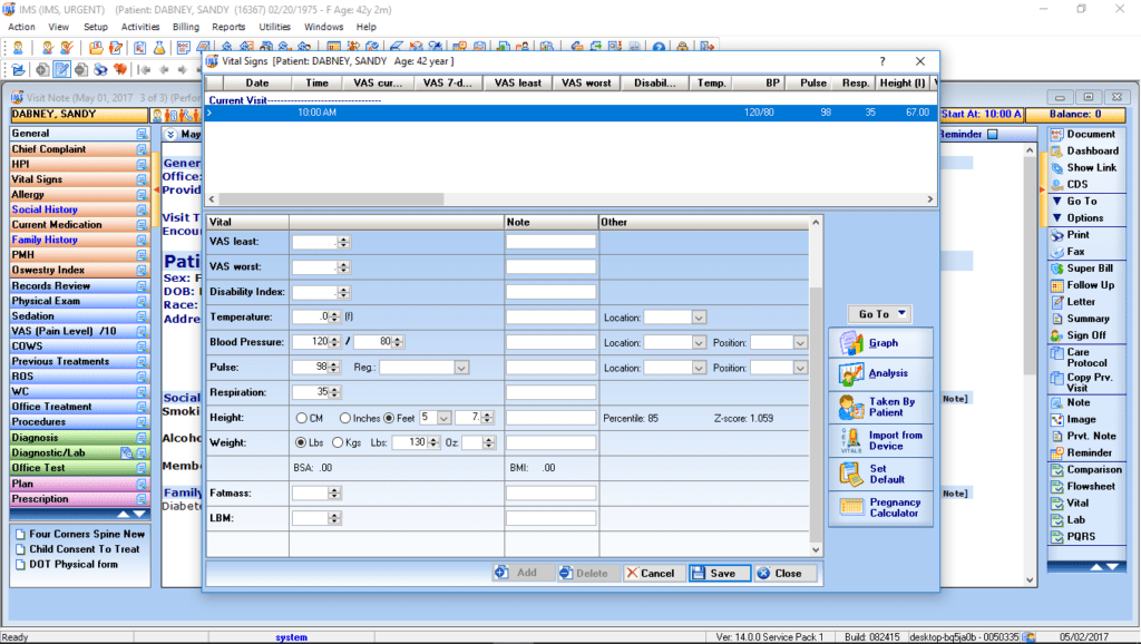 Urgent Care Vitals Interface