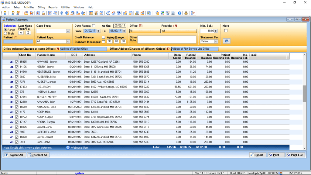 Urology Electronic Patient Statements