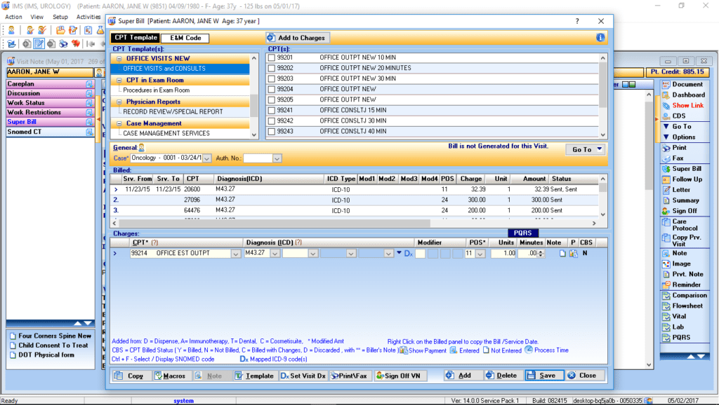 Urology Electronic Super Bill