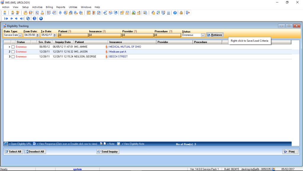 Urology Eligibility Tracking