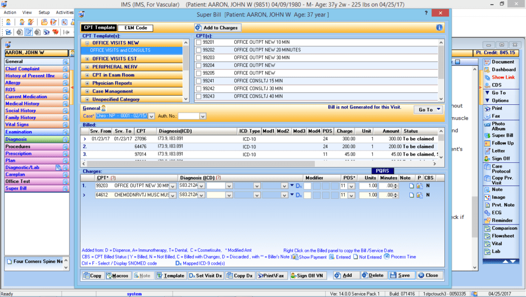 Vascular Surgery Electronic Super Bill